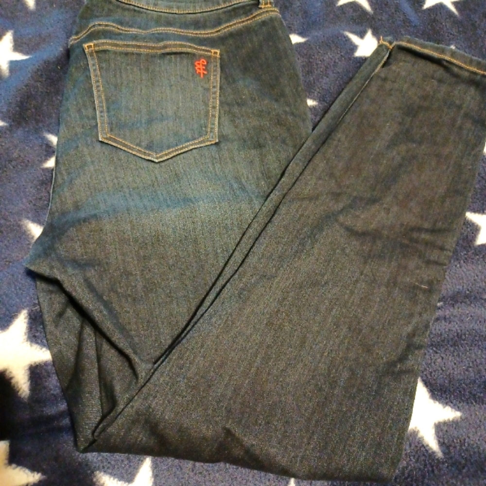 Dark blue jeans skinny. High rise. 14 w